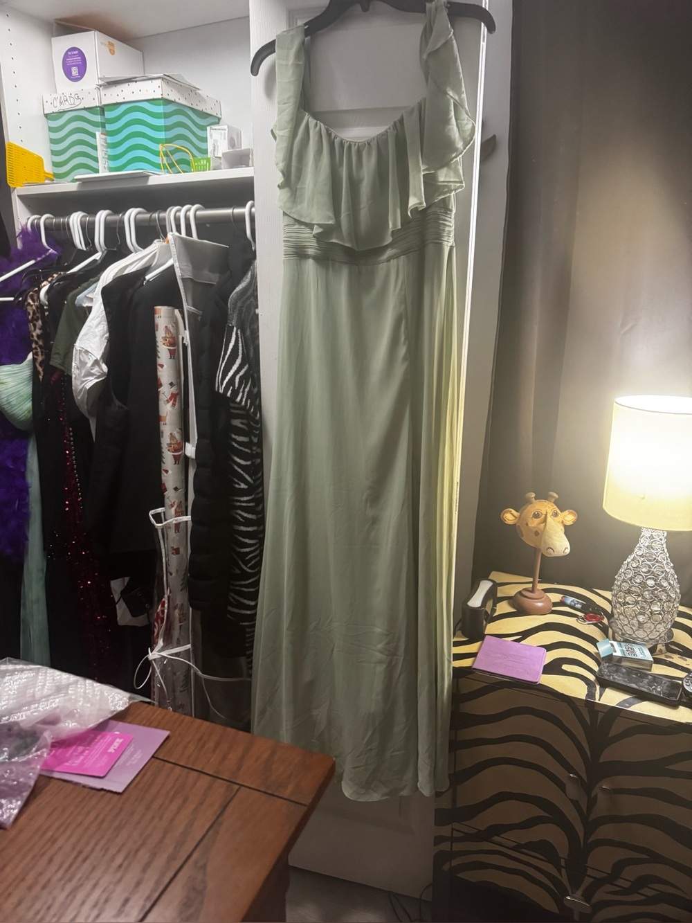 Sage Green Ruffle-Detail Maxi Dress - Women